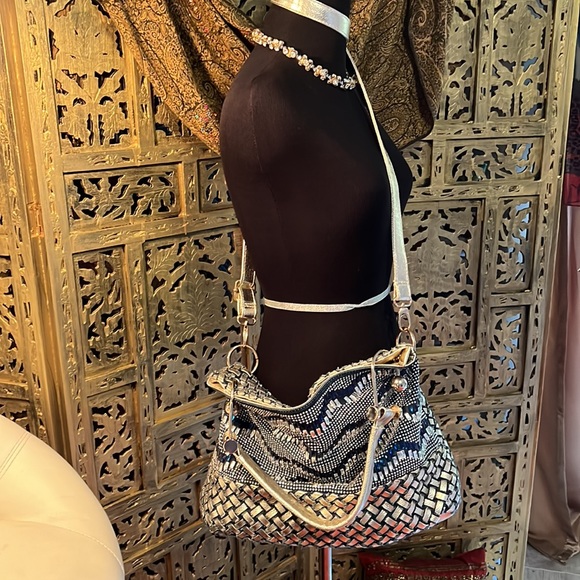 Beautiful bag blue silver stones and gold - Picture 3 of 5